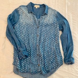 Anthropologie Cloth & Stone Printed Chambray Shirt